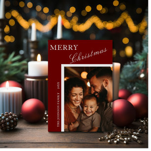 De Festividades Vermelho com Cartão com fotos da família Silver Sc