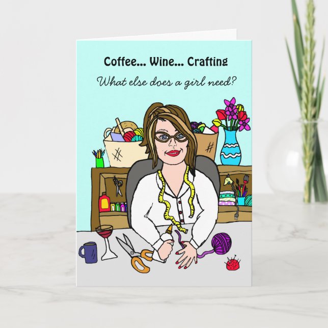 De Festividades Vinho, café e artesanato com cartão engraçado (Frente)