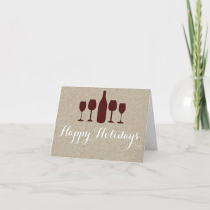 De Festividades Vinho Tinto & Garrafa Papel Marrom Cartão Rústico