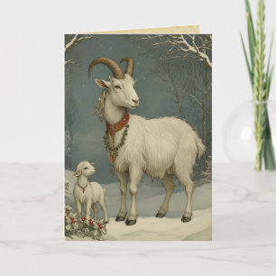 De Festividades Vintage Yule Goat, Cartão Feliz Yuletide
