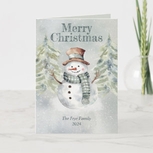 De Festividades Watercolor Snowman - Cartão Feliz Natal