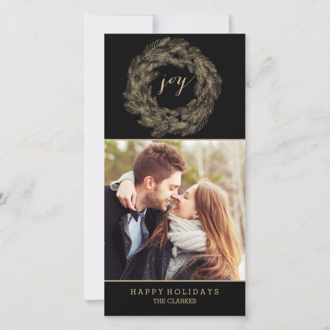 De Festividades WINTER WREATH | JOY | CARTÃO na moda HOLIDAY (Frente)