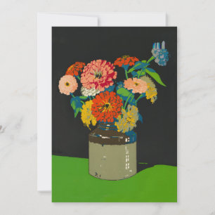 De Festividades Zinnia floral crock recebe um bom cartão logo