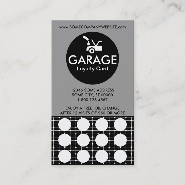 De Fidelidade Cartão do selo das grades da GARAGEM (Frente)