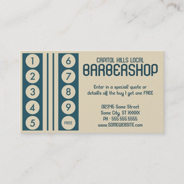 De Fidelidade cartão perfurado da barbearia (Frente)