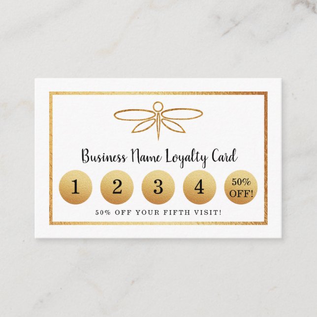 De Fidelidade Dragonfly Gold Foil - Cartão Lealdade (Frente)