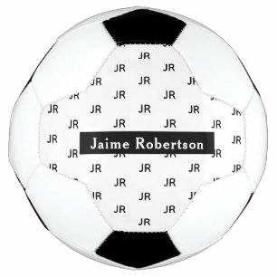 De Futebol Bola Branca Personalizada com Monograma Preto Fute