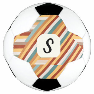 De Futebol Monograma Personalizado Retro 70s Bola Geométrica 