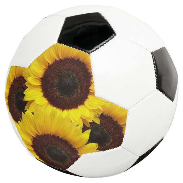 De Futebol Soccer Bola Girassol Floral (Três quartos)