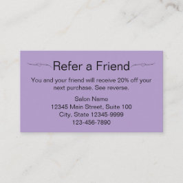 De Horário Beauty Salon Pale Purple Black Refere um Cartão Am