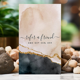 De Indicação Cartão Empresarial Mármore Água Rosa Dourado Preto