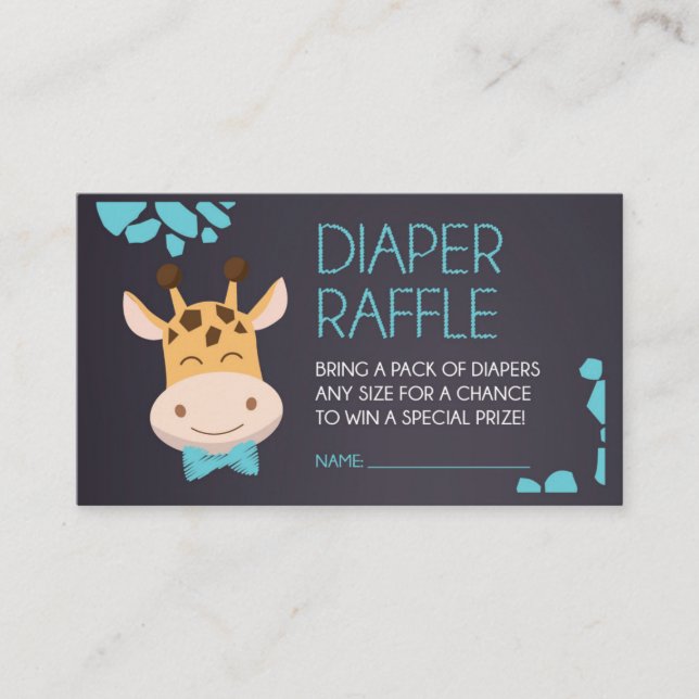 De Informações Cartão Azul Girafa Fralda Raffle (Frente)