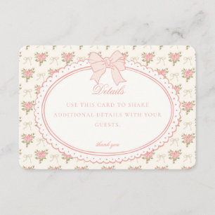 De Informações Cartão Beige com Detalhes Florais Vintage Chique