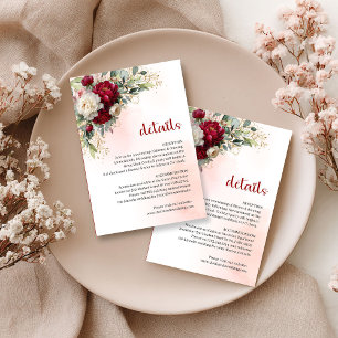 De Informações Cartão Clássico Burgundy Floral Dourado com Detalh