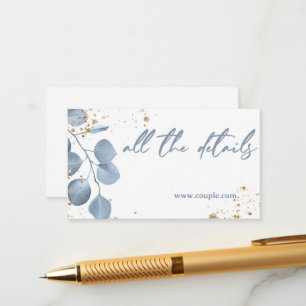 De Informações cartão com detalhes em glitter dourado azul poeire