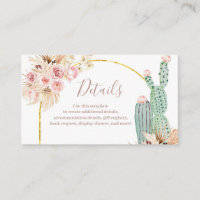Cartão Detalhado Boho Cactus Flores Rosa Pampas Gr