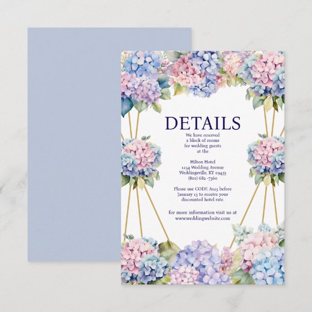 De Informações Cartão do receptáculo Detalhes da Hydrangea (Frente/Verso)