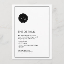 De Informações Cartão preto e branco para detalhes do casamento m