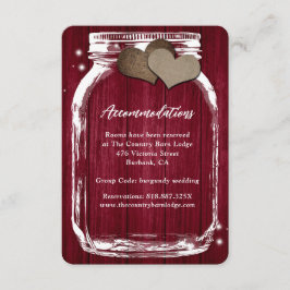 De Informações Cartão Rustic Burgundy Mason Jar Wood Acomodation