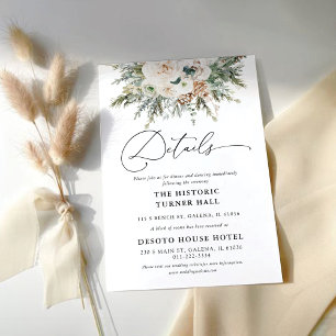 De Informações Cartão Rustic Winter Pinecone Wedding Details Card