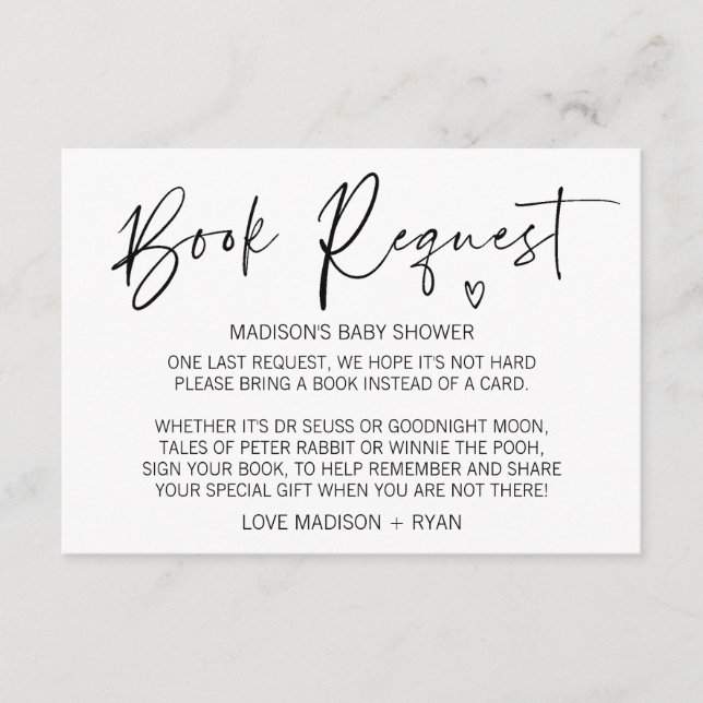 De Informações Coração simples moderno do cartão do pedido do (Frente)