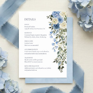De Informações Detalhes do Casamento com Flores Azuis - Cartão Ad