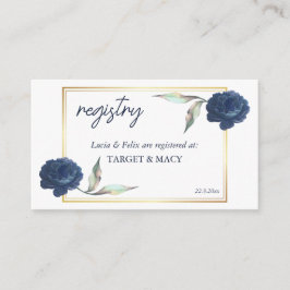 De Informações Marinho Azul GoldFrame Floral Wedding Cartão Regis