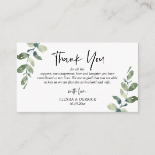 De Informações Modern Greenery Weding Obrigado Cartão Fechado