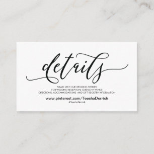 De Informações O Web site bonito do casamento detalha o cartão d