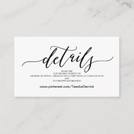 De Informações O Web site perfeito do casamento detalha o cartão