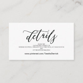De Informações O Web site perfeito do casamento detalha o cartão