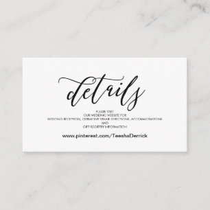 De Informações O Web site perfeito do casamento detalha o cartão