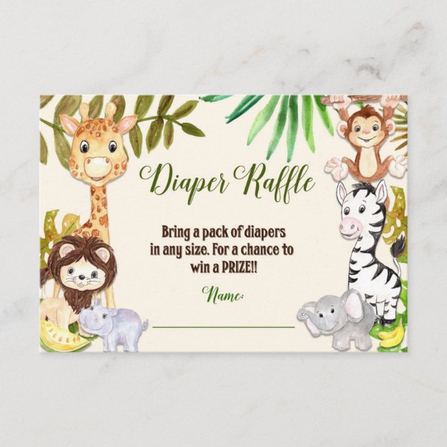 De Informações Raffle da fralda da selva, cartão do Raffle da (Frente)