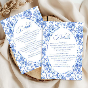 De Informações Rosas Navy Toile Casamento Cartão Clássico Detalhe