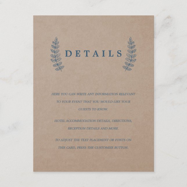 De Informações Rustic Floral | Cartão Faux Kraft Pormenorizado pa (Frente)
