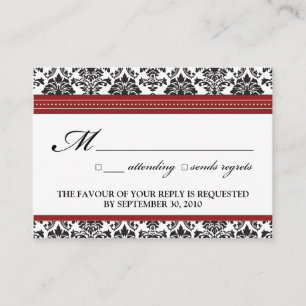 De Informações ::sarah: Cartão RSVP Casado Damask 3,5"x2,5"