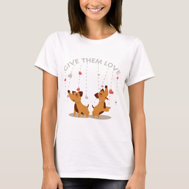 Dê-lhes camisetas femininas de amor (Frente)