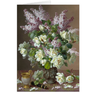 De Longpré Rosa e cartão da flor dos Lilacs CC06