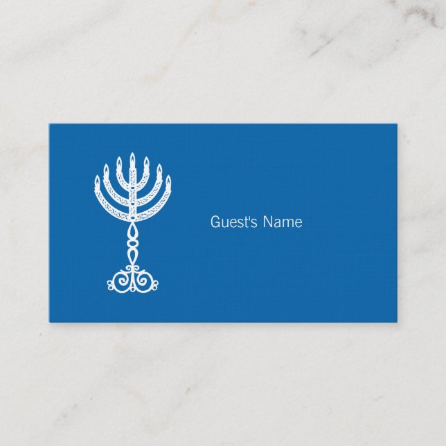 De Lugar Hanukkah Motif - Cartão azul (Frente)