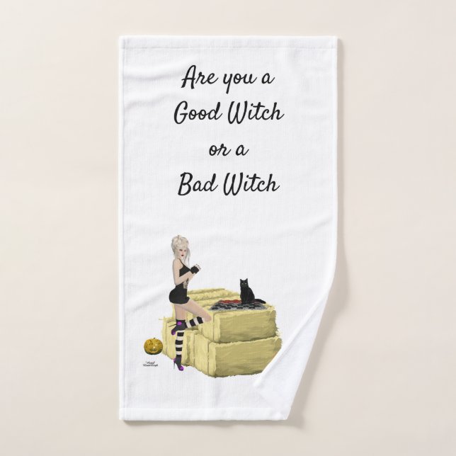 De Mão Blona Bruxa Pin Up Girl Toalha (Toalha de mão)