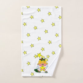 De Mão Cartoon Christmas Angel e Stars Holiday Toalha