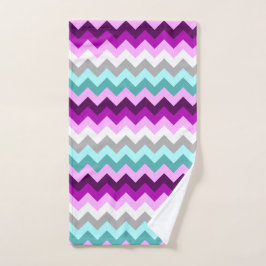 De Mão Toalha Branca Roxa Chevrons