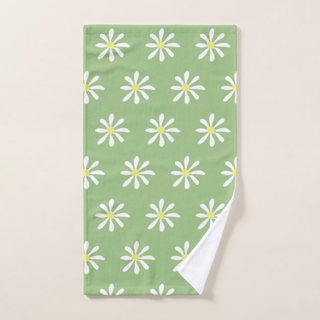 De Mão Toalha Daisy (Sage Green & White) (Toalha de mão)