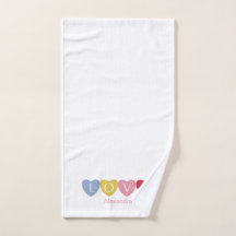 Toalha personalizada com monograma simples coração