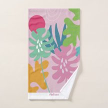 toalha personalizada primeiro nome moderno floral