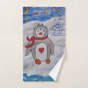 De Mão Toalha Pinguim-Neve Invernal