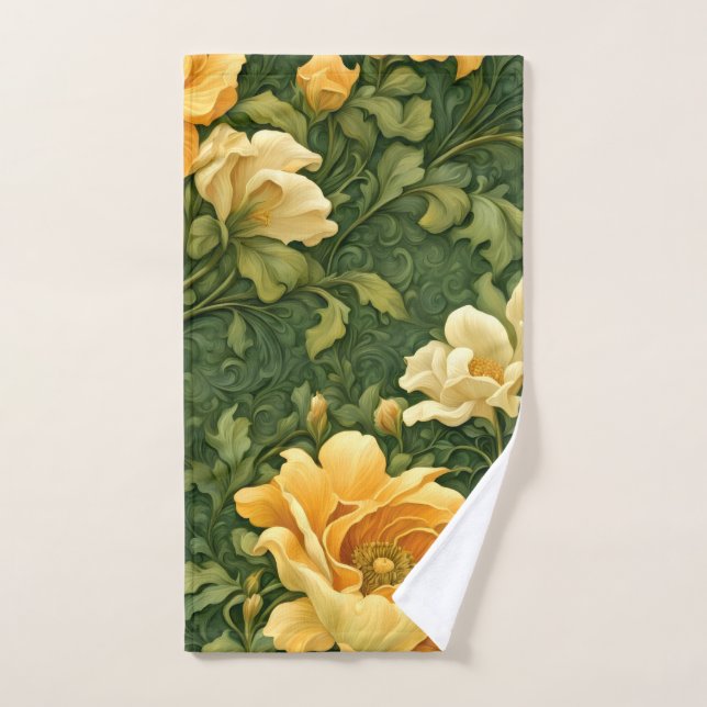 De Mão Toalha Tapeçaria Floral Dourada (Toalha de mão)