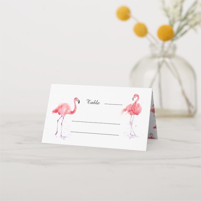 De Mesa Belo Cartão Flamingo Watercolor (Frente)