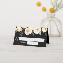 De Mesa Cartão Floral Beige Black Weding Place