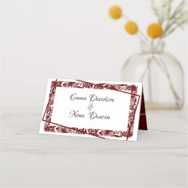 De Mesa Cartão Local da Tabela Casada Maroon Elegante